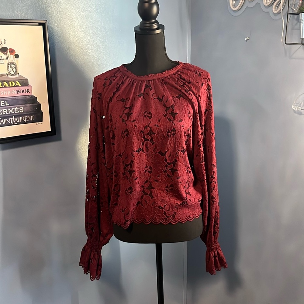 Free people burgundy lace blouse